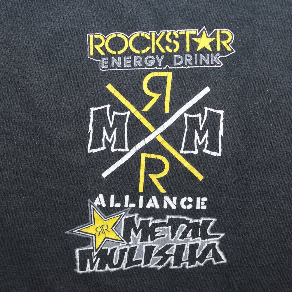 Metal Mullisha RockStar Collab Distressed Graphic Black T-Shirt Rock Gothic - Picture 13 of 13